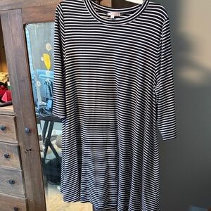 Free to Love Navy and White Cotton Striped Midi Dress 2X Gently Used